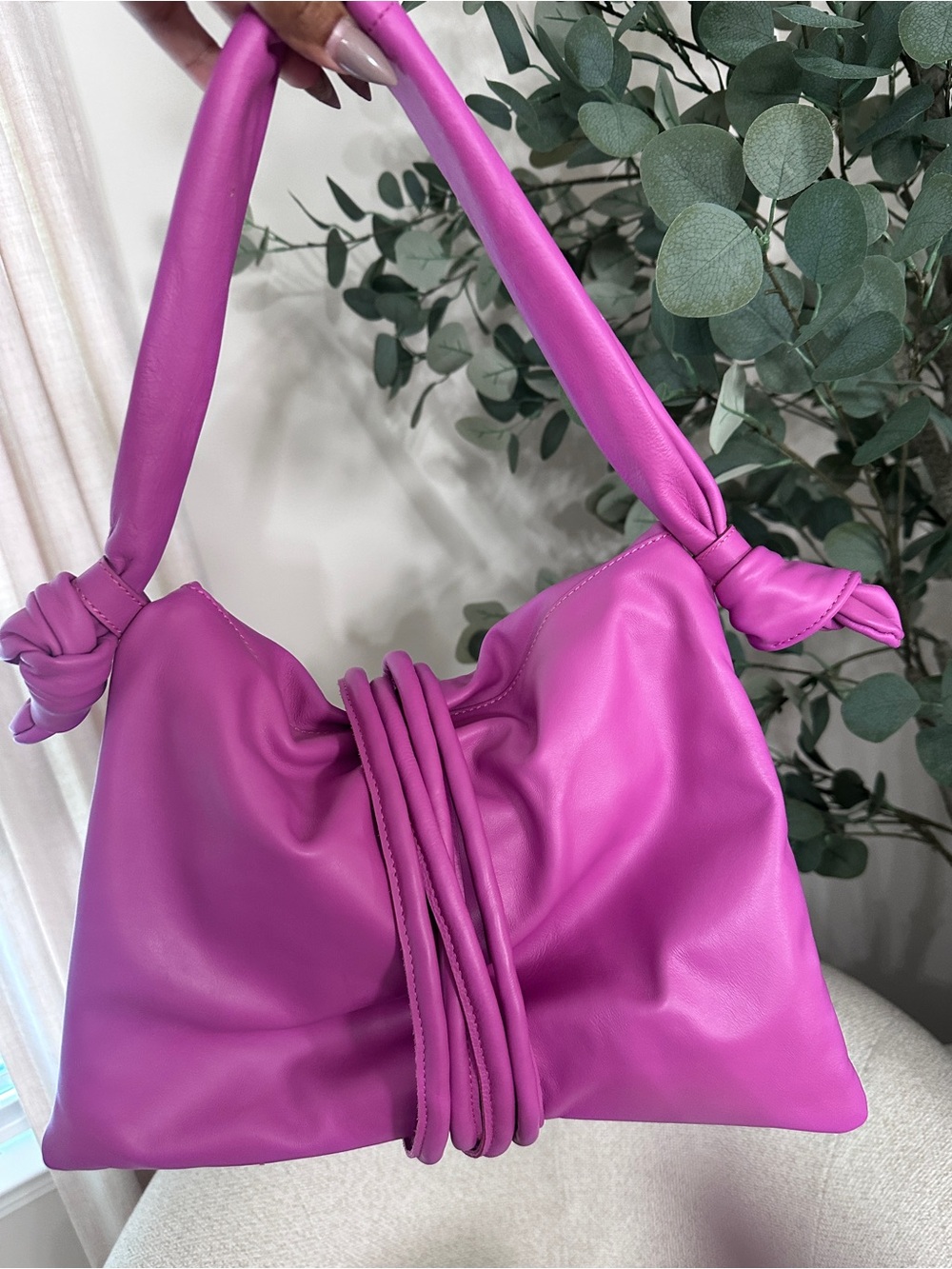 Knot-Front Shoulder Bag in Vibrant Magenta - Picture 4 of 15
